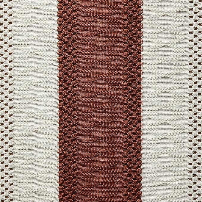 Macrame Style Bicolor Stitching Table Runner 14x90in Terracota | Woven Boho - Image 6