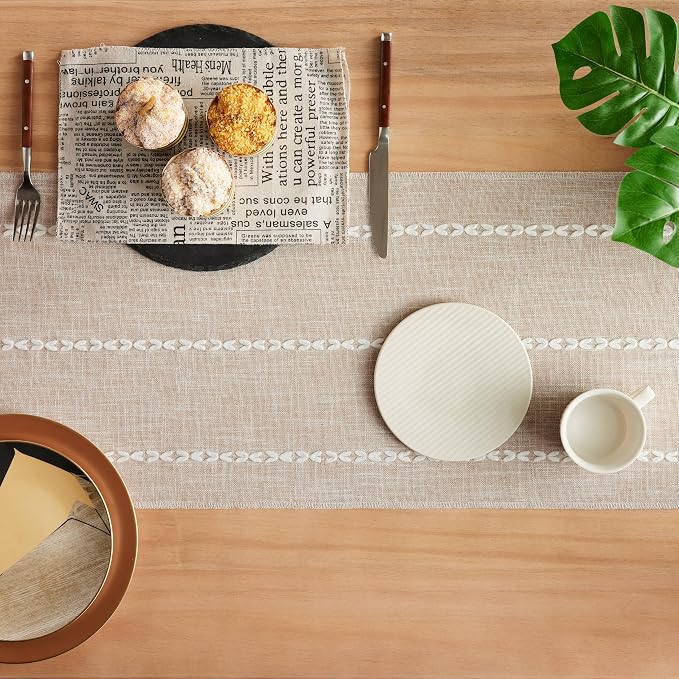 Braided Farmhouse Table Runner, Braided Taupe 13x48 Inch, Cotton Linen Table - Image 4
