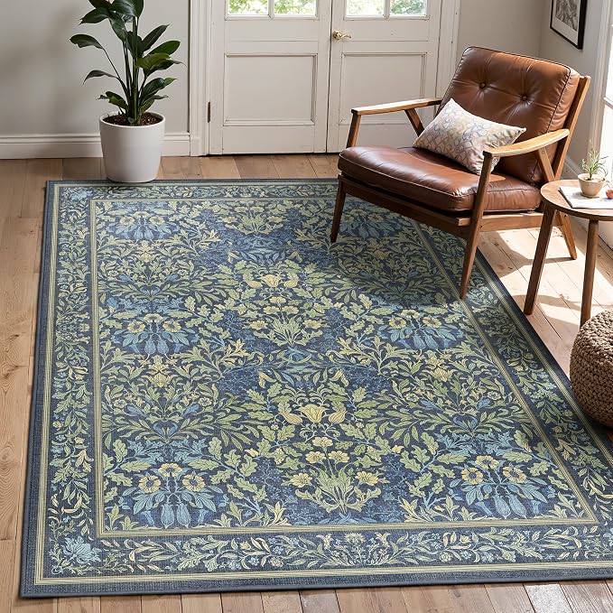 GENIMO Washable 3x5 Area Rug, Soft Vintage Floral Boho Carpet, Low-Pile - Image 3