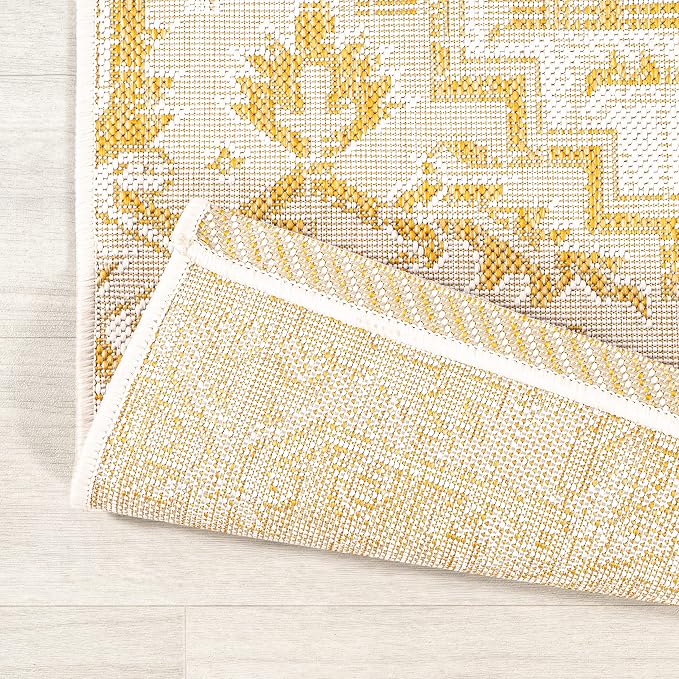 JONATHAN Y Boho Medallion Indoor Outdoor Area Rug 8X10 Cream/Yellow, Estrella - Image 5