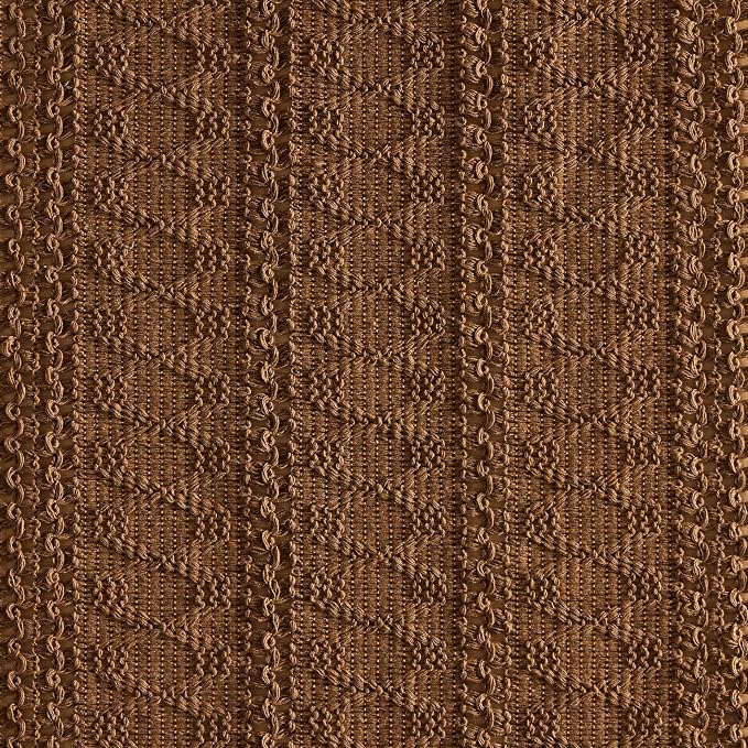 Macrame Style Boho Table Runner, 12x108 Inch Caramel | Woven Boho Table Runner - Image 6