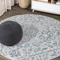 JONATHAN Y Boho Medallion Indoor Outdoor Round Area Rug 5 Ft Teal/Gray by JONATHANY