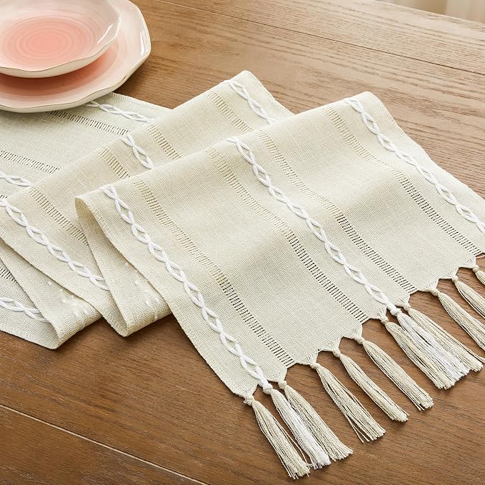 Hemstitched Farmhouse Table Runner, Cotton Linen Table Runners 60 Inches Long - Image 7