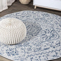 JONATHAN Y Boho Medallion Indoor Outdoor Round Area Rug 6 Ft Navy/Gray by JONATHANY