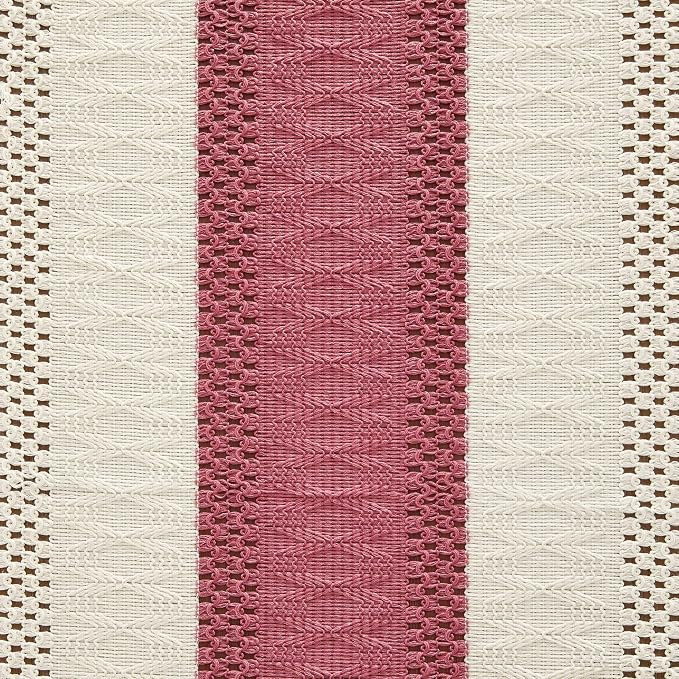 Macrame Style Bicolor Stitching Table Runner 14x36in Dusty Rose | Woven Boho - Image 6