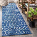 JONATHAN Y Boho Vintage Diamond Blue/White Runner Rug 2X10 ft, Moroccan Hype by JONATHANY