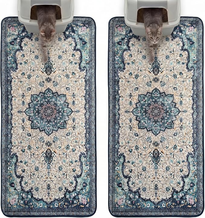 Hompet Cat Litter Mat 2 Pack, 28.5x60 Large Machine Washable Trapping Mats by Hompet