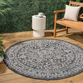 JONATHAN Y Boho Medallion Indoor Outdoor Round Area Rug 3 Ft Black/Gray by JONATHANY