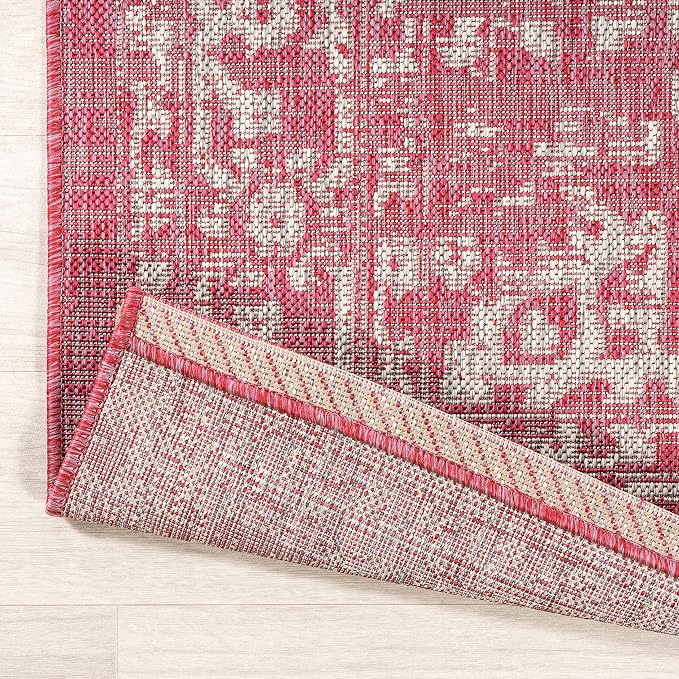 JONATHAN Y Boho Medallion Indoor Outdoor Area Rug 4X6 Fuchsia/Light Gray - Image 4