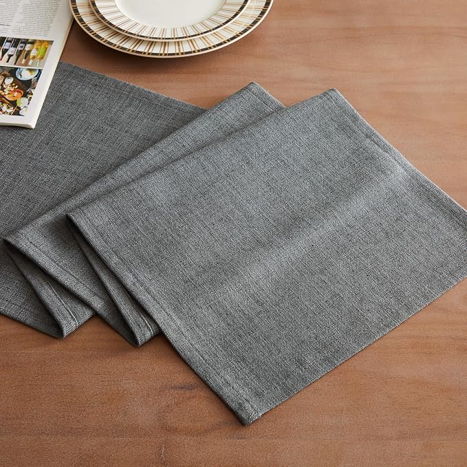 Rustic Cotton Linen Table Runner, 13x108 Inches Dark Grey | Farmhouse Style - Image 2