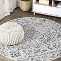 JONATHAN Y Boho Medallion Indoor Outdoor Round Area Rug 3 Ft Black/Gray by JONATHANY