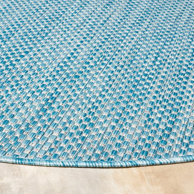 SAFAVIEH Courtyard Collection 6'7'' Round Aqua/Grey CY8521 Indoor/ Outdoor - Image 4