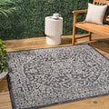 JONATHAN Y Boho Medallion Indoor Outdoor Square Area Rug 3X3 Black/Gray by JONATHANY