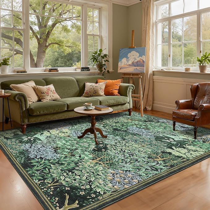 GarveeHome Forest Rugs 6x9, Botanical Low Pile Non Slip Stain Resistance - Image 8