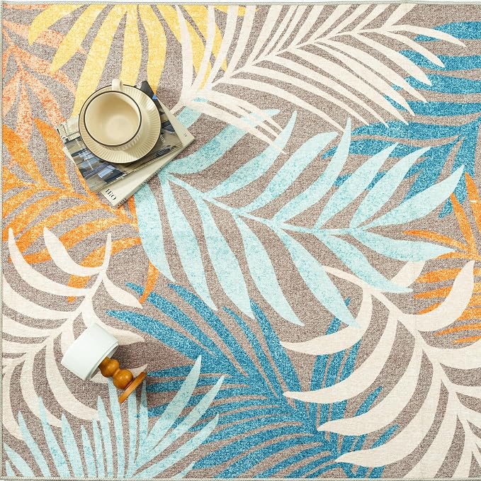6x9 Indoor Outdoor Area Rug Washable Patio Rug Brown Non Slip Non Shedding - Image 9