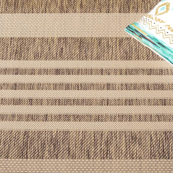 SAFAVIEH Courtyard Collection 2'3' x 14' Brown/Bone CY6062 Stripe Indoor/ - Image 6