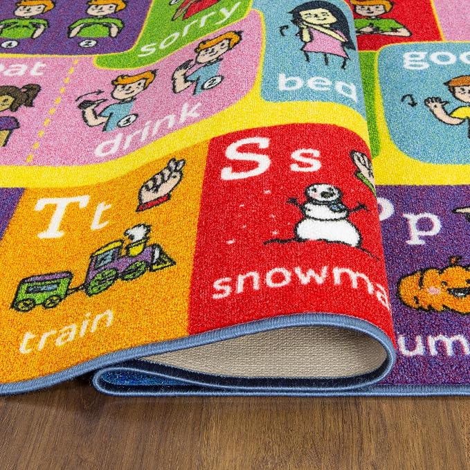 KC Cubs 3x5 ABC Alphabet ASL Sign Language Rug – Educational Non-Slip Carpet - Image 7