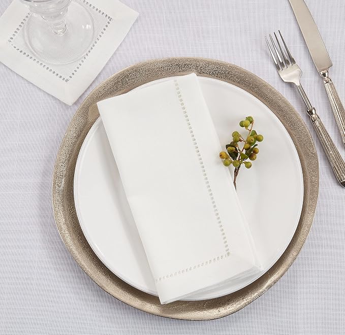 SARO LIFESTYLE Hemstitched Border Cocktail Napkin - Image 4