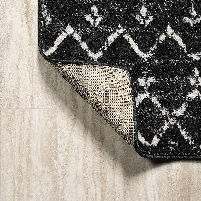 JONATHAN Y Boho Vintage Diamond Black/Ivory Square Area Rug 6X6 ft, Moroccan - Image 5