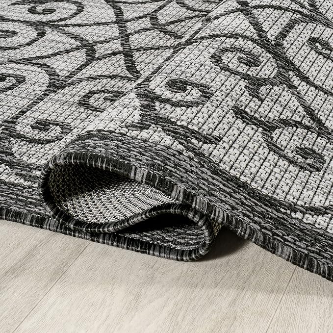 JONATHAN Y Vintage Filigree Indoor Outdoor Area Rug 3X5 Light Gray/Black - Image 5