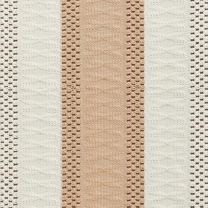 Macrame Style Bicolor Stitching Table Runner 14x60in Beige | Woven Boho Table - Image 6