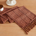 Macrame Style Boho Table Runner, 12x60 Inch Terracotta | Woven Boho Table Runner by ZEEMARTONLINE