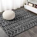 JONATHAN Y Boho Vintage Diamond Black/Ivory Square Area Rug 6X6 ft, Moroccan by JONATHANY