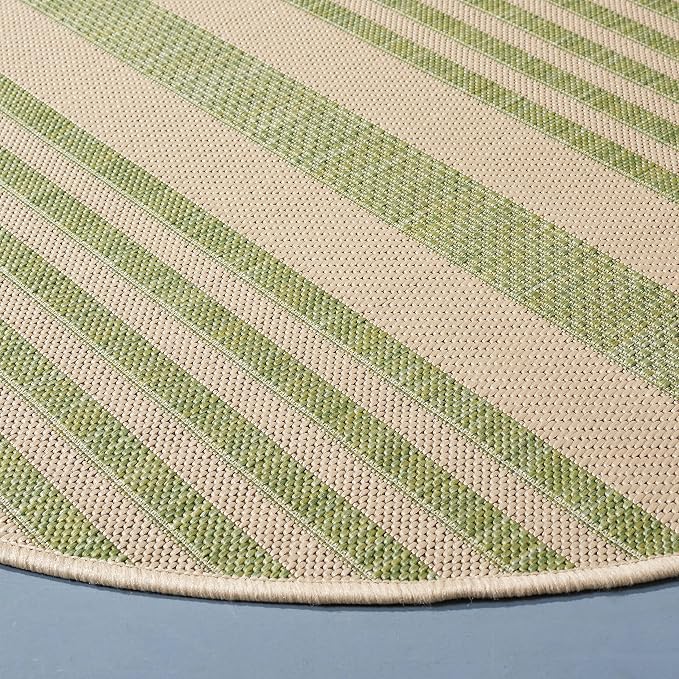 SAFAVIEH Courtyard Collection 6'7" Round Beige/Sweet Pea CY6062 Stripe Indoor/ - Image 4