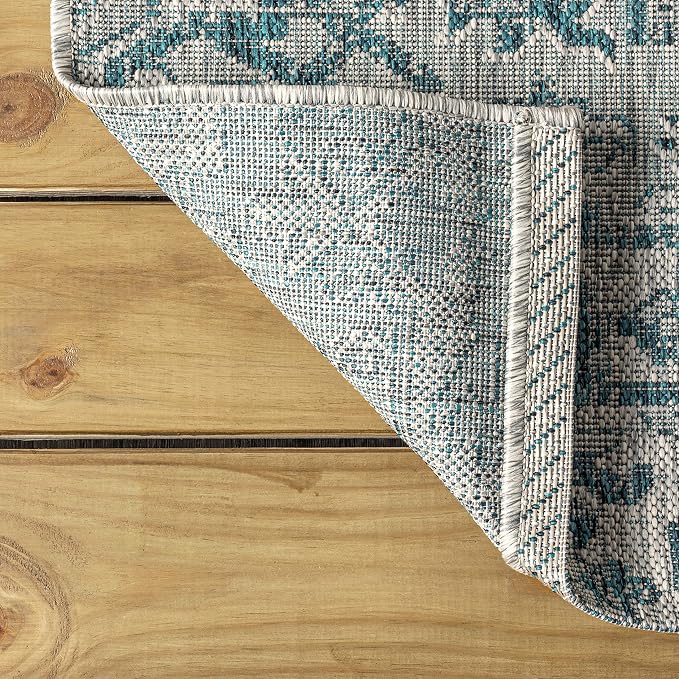 JONATHAN Y Boho Medallion Indoor Outdoor Runner Rug 2X10 Teal/Gray, Estrella - Image 6