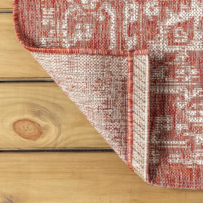 JONATHAN Y Boho Medallion Indoor Outdoor Octagon Area Rug 8 Ft Red/Taupe - Image 5