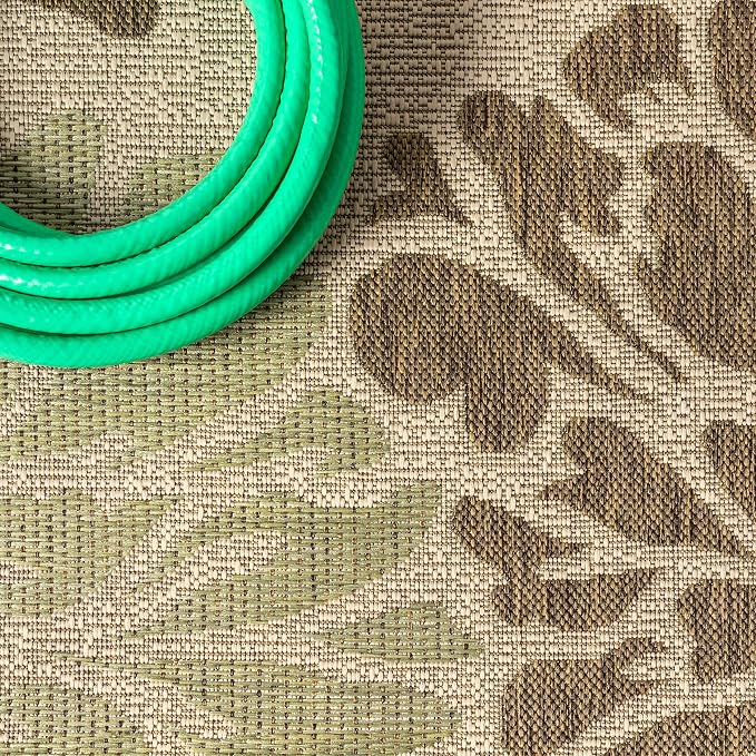 JONATHAN Y Floral Textured Weave Indoor Outdoor Square Area Rug 6X6 Sage/Brown - Image 4