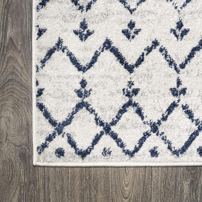 JONATHAN Y Boho Vintage Diamond Cream/Navy Indoor Area Rug 9X12 ft, Moroccan - Image 8