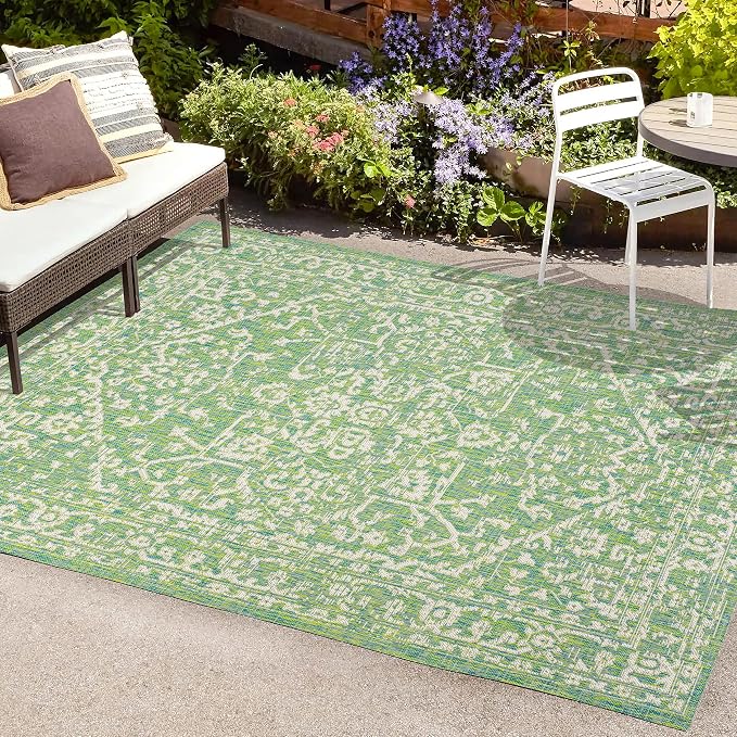 JONATHAN Y Boho Medallion Indoor Outdoor Area Rug 3X5 Cream/Green, Malta - Image 4