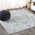 JONATHAN Y Boho Medallion Indoor Outdoor Square Area Rug 4X4 Teal/Gray by JONATHANY