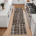 Non Slip Hallway Runner Rug 2x8, Modern Distressed Stripe, Washable Long Rug by TTelephant