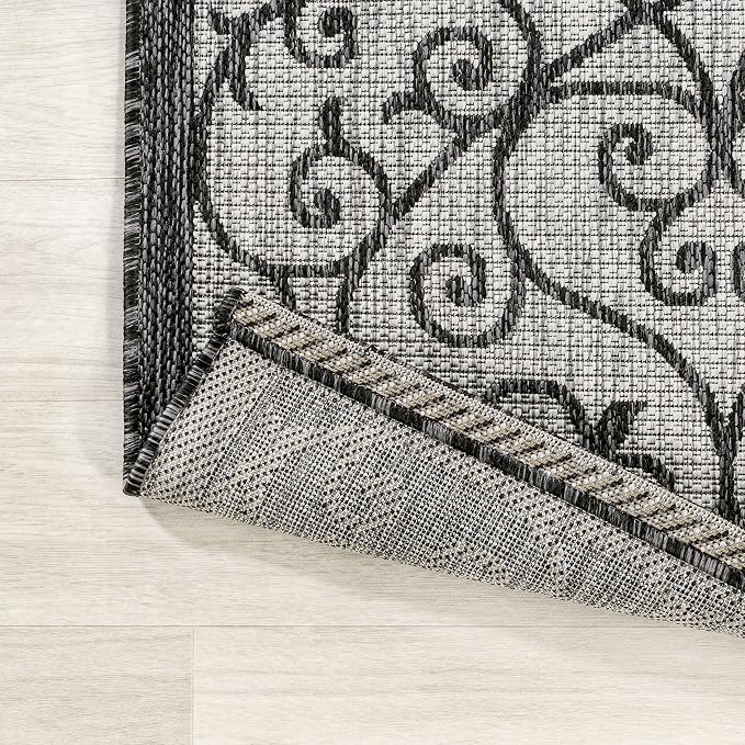 JONATHAN Y Vintage Filigree Indoor Outdoor Runner Rug 2X10 Light Gray/Black - Image 3