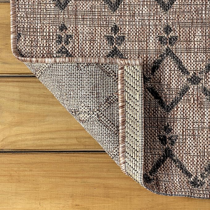 JONATHAN Y Moroccan Geometric Indoor Outdoor Area Rug 8X10 Natural/Black - Image 4