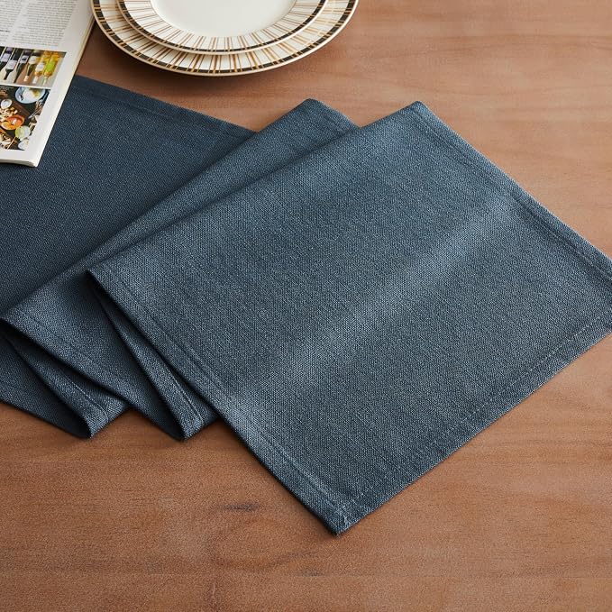 Rustic Cotton Linen Table Runner, 13x108 Inches Navy | Farmhouse Style Linen - Image 2