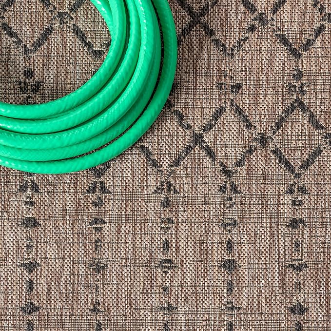 JONATHAN Y Moroccan Geometric Indoor Outdoor Runner Rug 2X10 Natural/Black - Image 3
