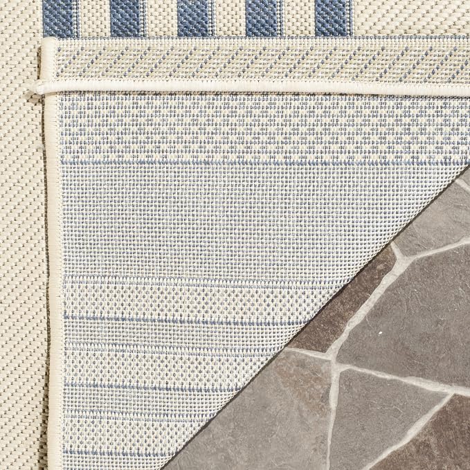 SAFAVIEH Courtyard Collection 2'3' x 20' Beige/Blue CY6062 Stripe Indoor/ - Image 4
