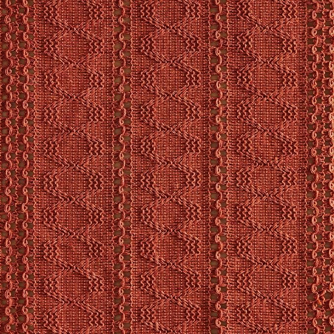 Macrame Style Boho Table Runner, 12x108 Inch Rust | Woven Boho Table Runner - Image 6