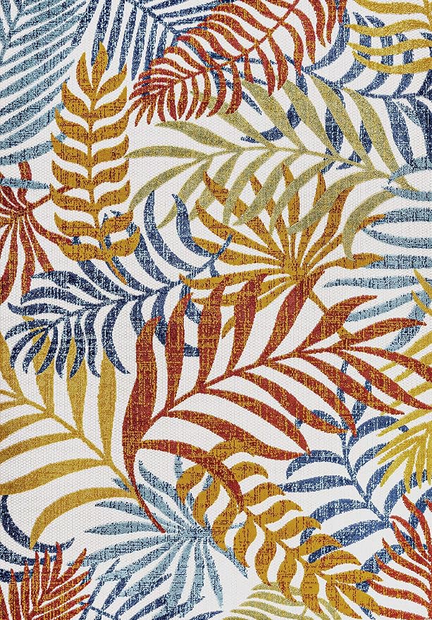 JONATHAN Y Tropics Palm Leaves Indoor Outdoor Area Rug 8X10 Cream/Orange - Image 11