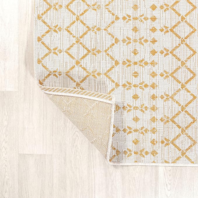 JONATHAN Y Moroccan Geometric Indoor Outdoor Area Rug 8X10 Cream/Yellow - Image 5