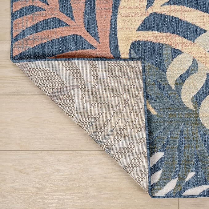 JONATHAN Y Tropics Palm Leaves Indoor Outdoor Area Rug 4X6 Dark Blue/Multi - Image 5