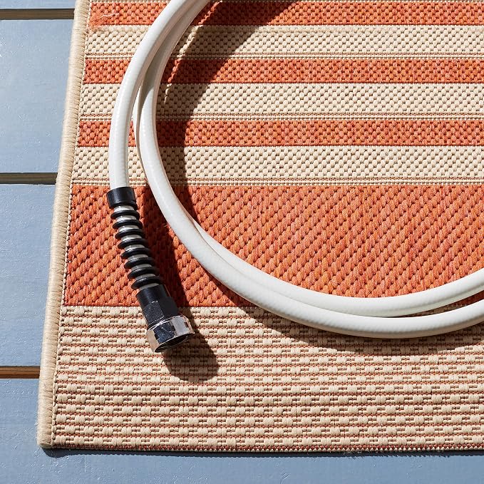 SAFAVIEH Courtyard Collection 2'3" x 16' Terracotta/Beige CY6062 Stripe Indoor/ - Image 3