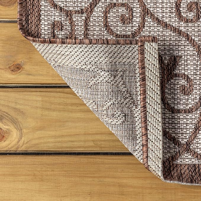 JONATHAN Y Vintage Filigree Indoor Outdoor Area Rug 9X12 Taupe/Espresso - Image 5