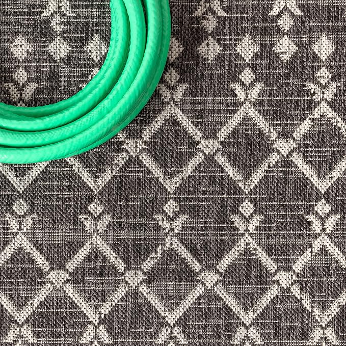 JONATHAN Y Moroccan Geometric Indoor Outdoor Runner Rug 2X8 Black/Gray - Image 4