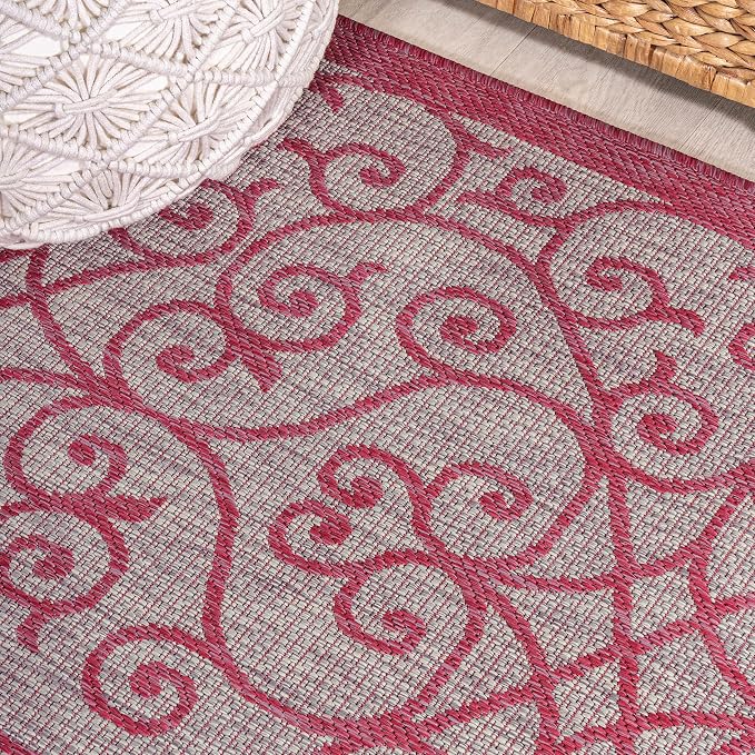 JONATHAN Y Vintage Filigree Indoor Outdoor Round Area Rug 5 Ft Light - Image 5