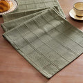 Linen Checked Farmhouse Table Runner, 13x108 Inches Olive | Raised Grid Design by ZEEMARTONLINE
