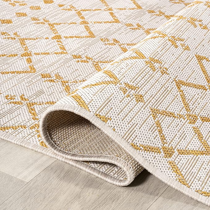 JONATHAN Y Moroccan Geometric Indoor Outdoor Area Rug 8X10 Cream/Yellow - Image 6